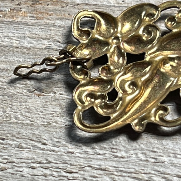 VINTAGE BRASS Floral FRENCH ART NOUVEAU STYLE PENDANT - Picture 10 of 16